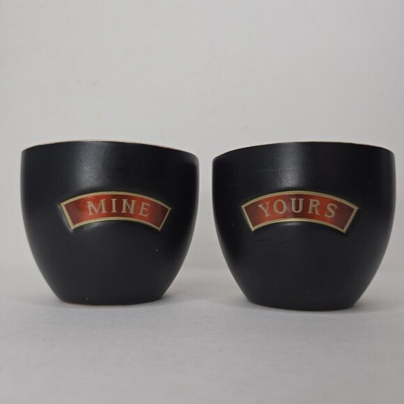 BAILEY'S Irish Cream Yours And Mine Black Ceramic Cups Set of 2 2.75" Collectors - Picture 9 of 9